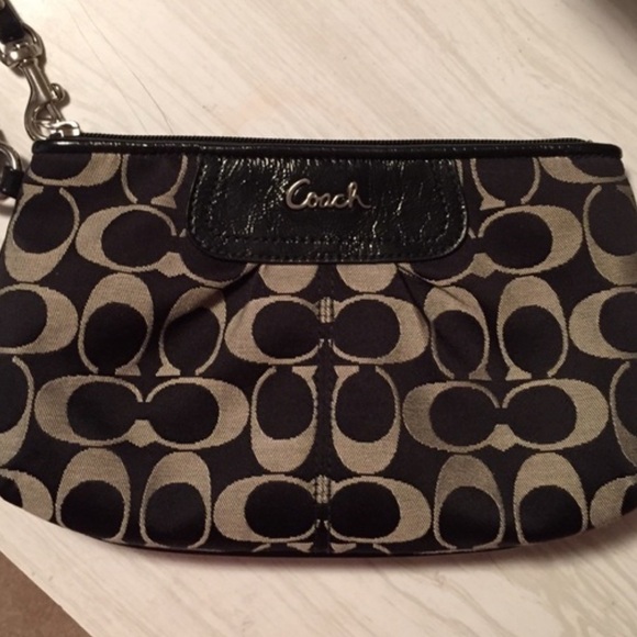 Coach Black and Grey Wristlet Clutch EUC - Picture 1 of 5